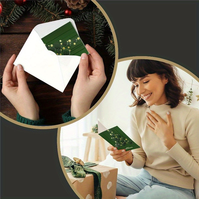 16pxs Dark Green Xmas Gold Cards