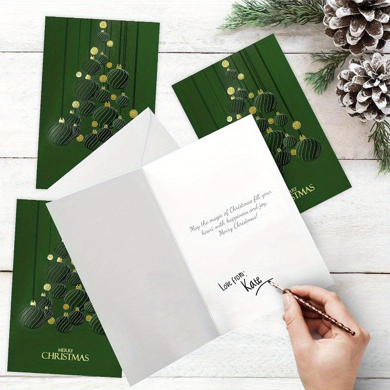 16pxs Dark Green Xmas Gold Cards