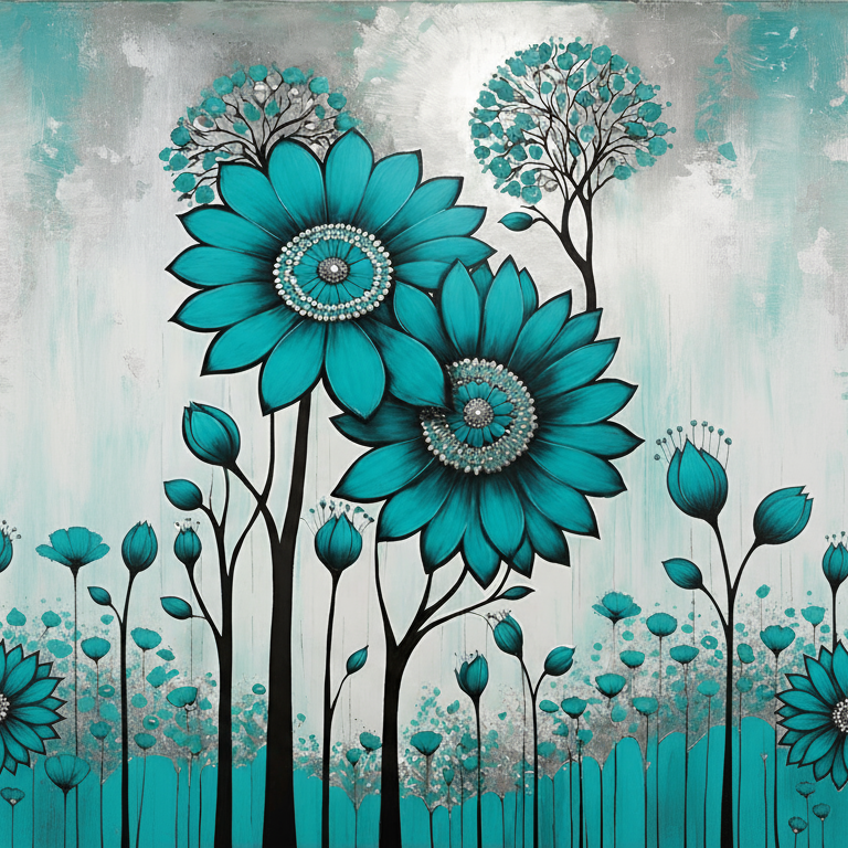 Blue Green Flower Background Cloth