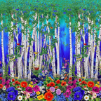 Blue Green Birch Bkgd Cloth