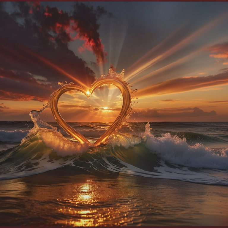 Wave Love Sunset Bkgd Cloth