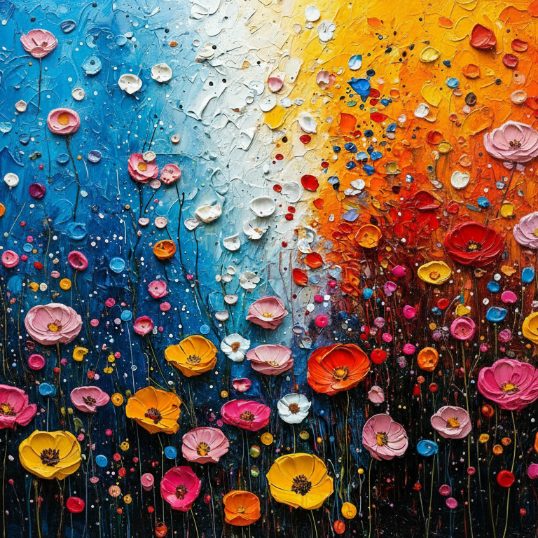 Colorful Flower Oil Bkgd Cloth