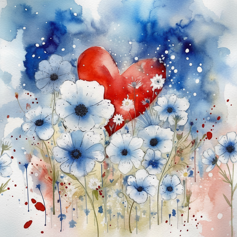 Watercolor Love Flower Backdrop