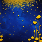 Blue Gold Flower Backdrop