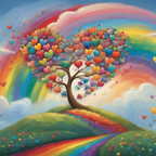 Rainbow Love Tree Bkgd Cloth