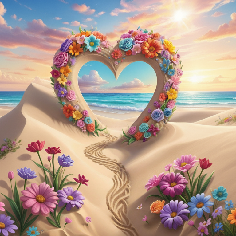 Beach Flower Love Bkgd Cloth