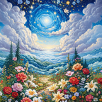Starry Sky Forest Path Background Cloth