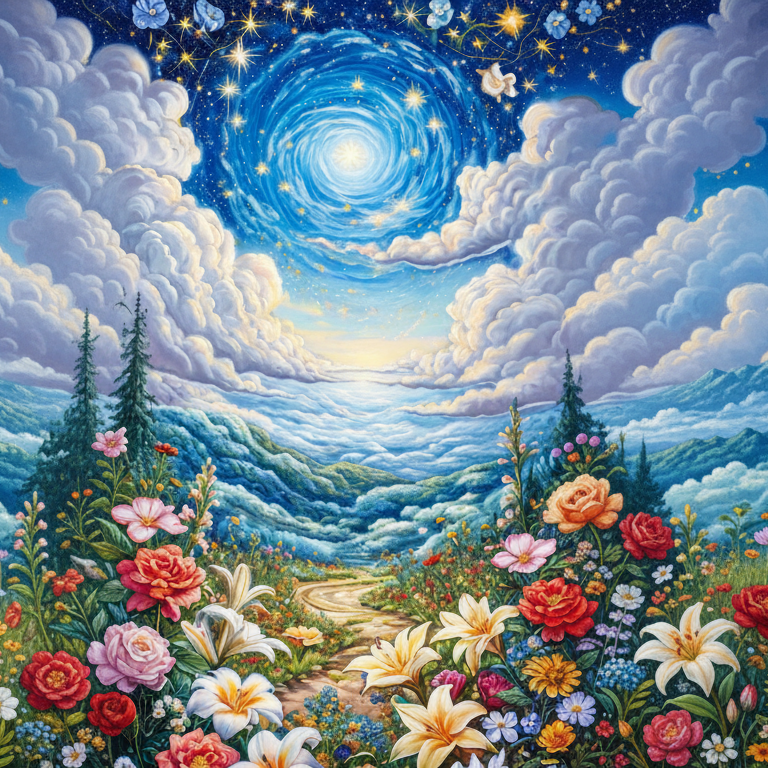 Starry Sky Forest Path Background Cloth