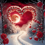 Snow Love Rose Bkgd Cloth
