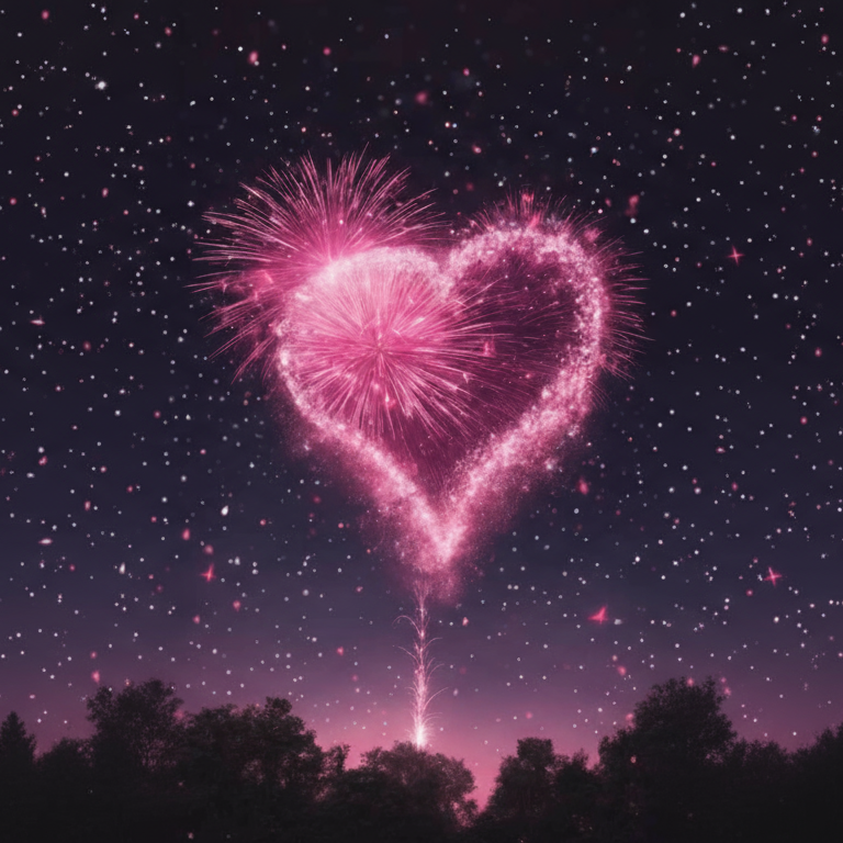 Love Fireworks Romantic Backdrop