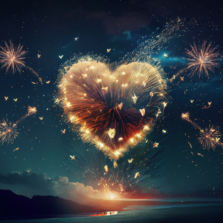 Love Fireworks Romantic Background Cloth