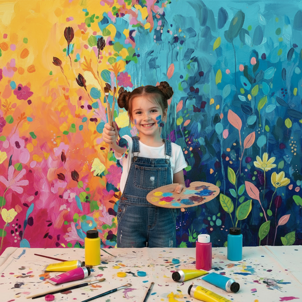 Mosaic Flower Art Bkgd Cloth