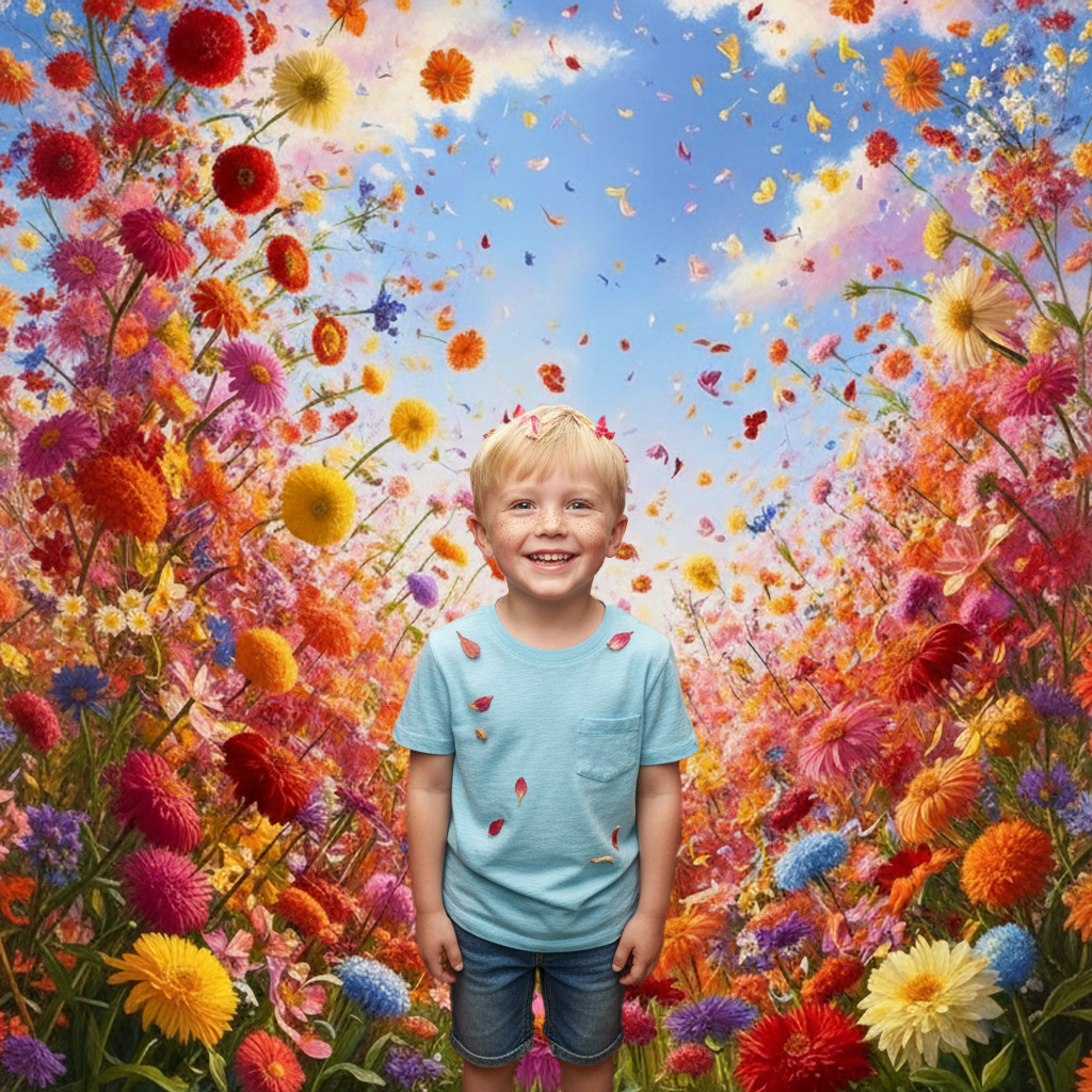 Flower Sea Blue Sky Background Cloth