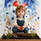 Watercolor Love Flower Backdrop