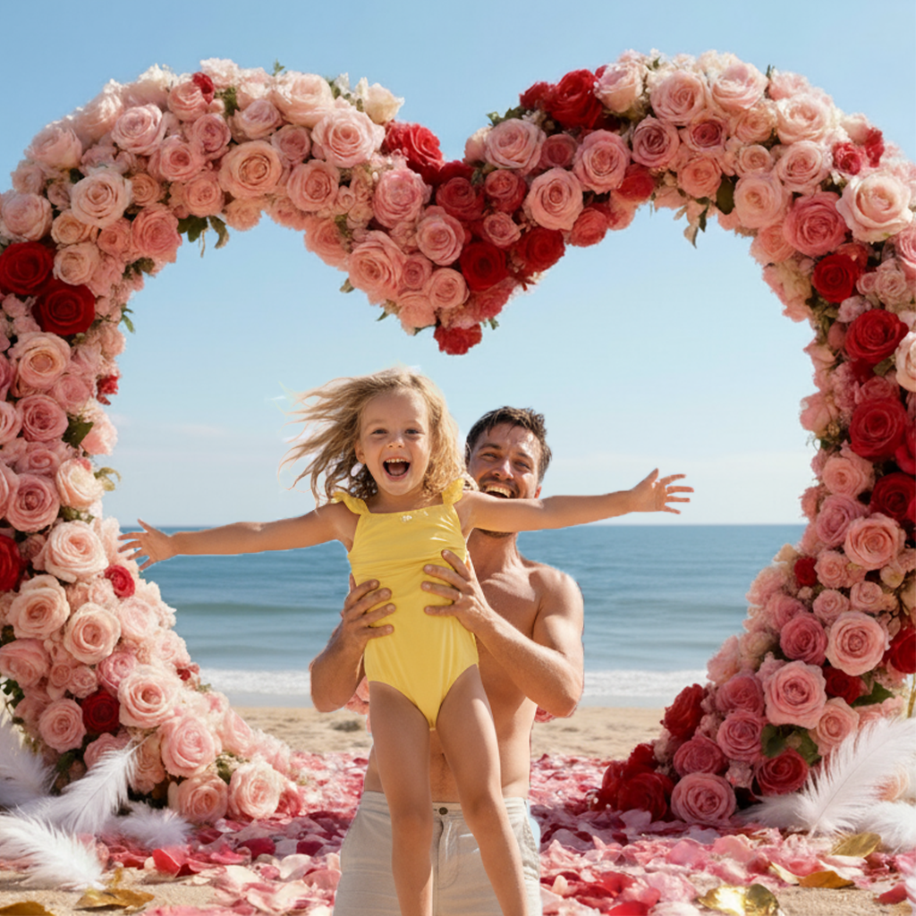 Beach Rose Love Arch Backdrop