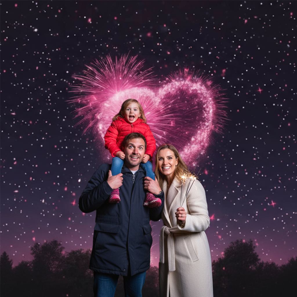 Love Fireworks Romantic Backdrop