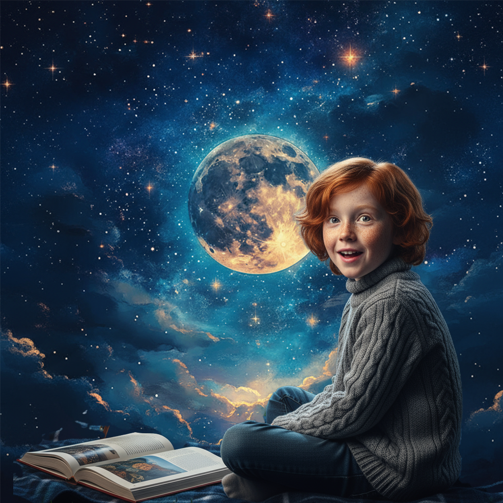 Starry Sky Full Moon Backdrop