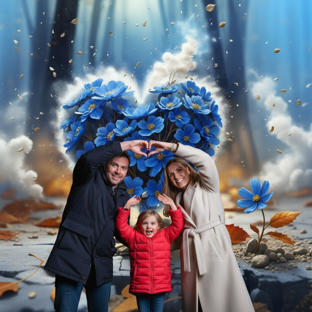 Love Blue Flower Backdrop