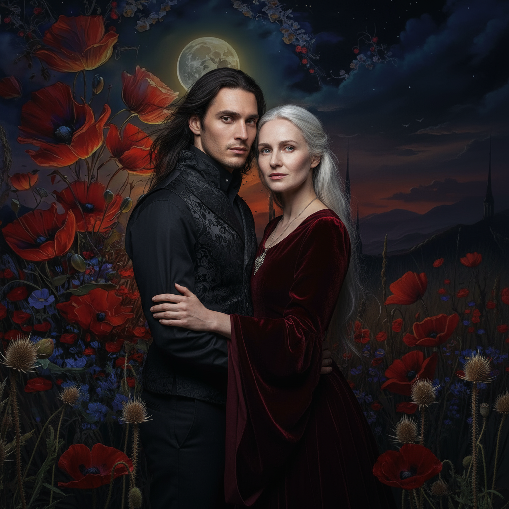 Moon Night Poppy Backdrop