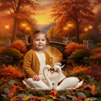 Autumn Swan Bridge Photo Background Cloth
