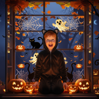 Halloween Window Photo Background Cloth