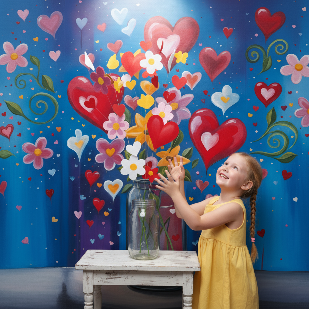 Love Flower Pot Photo Background Cloth