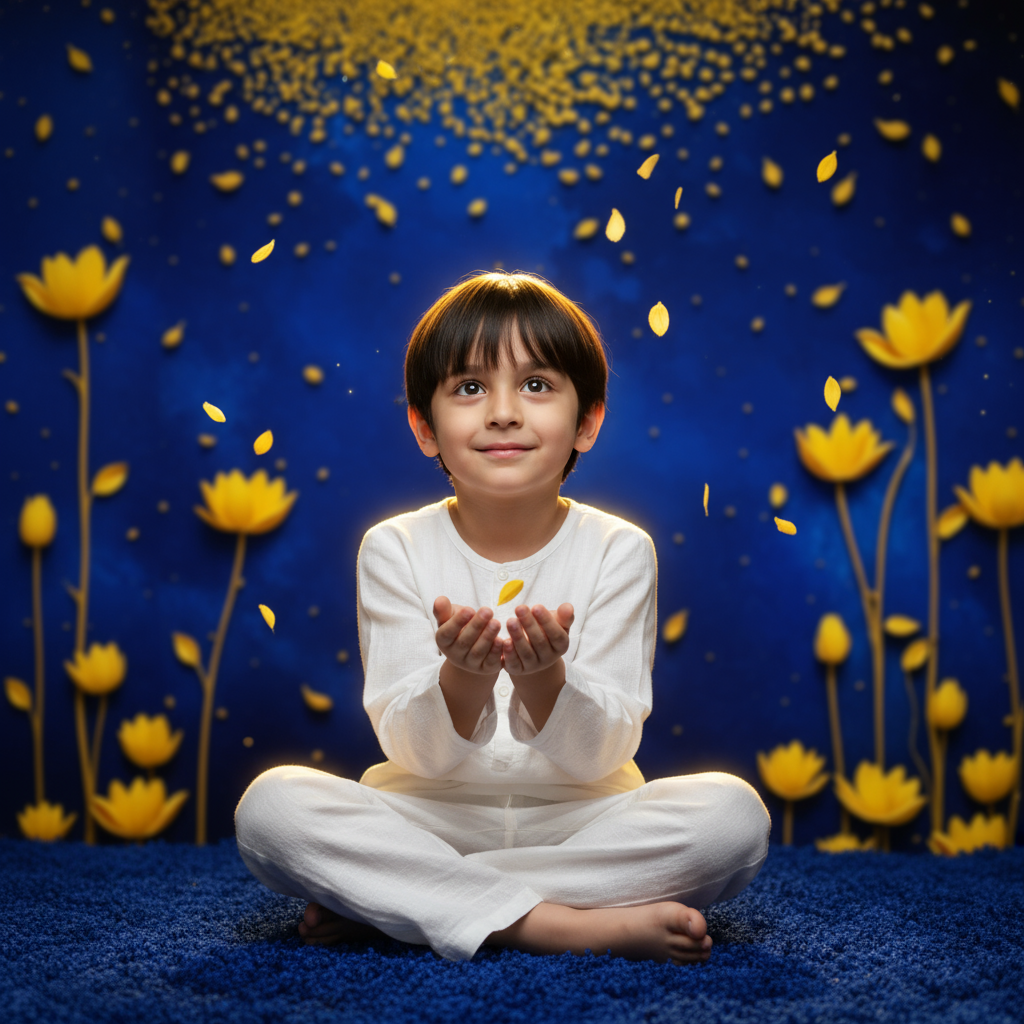 Blue Gold Flower Backdrop