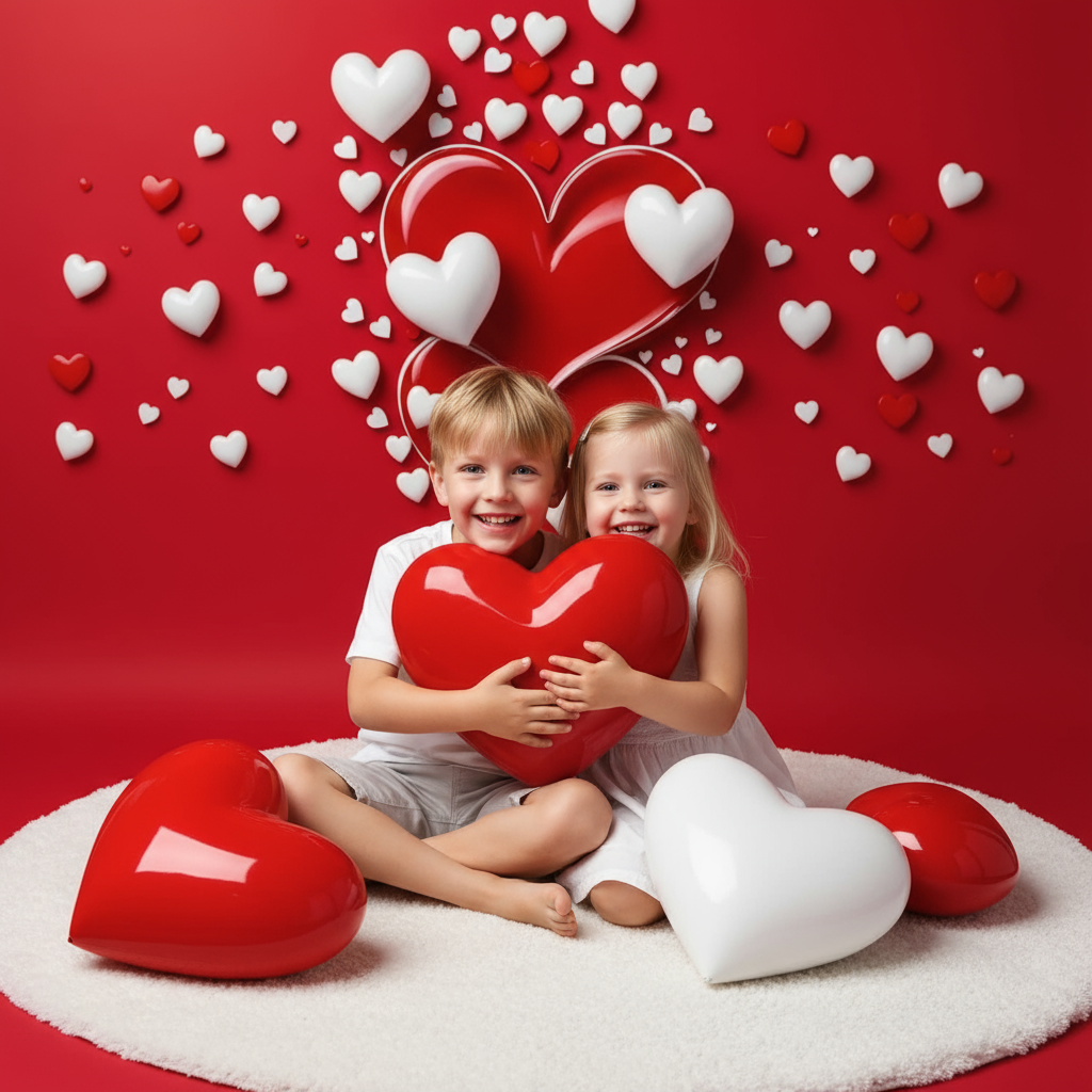 Red Love Print Backdrop