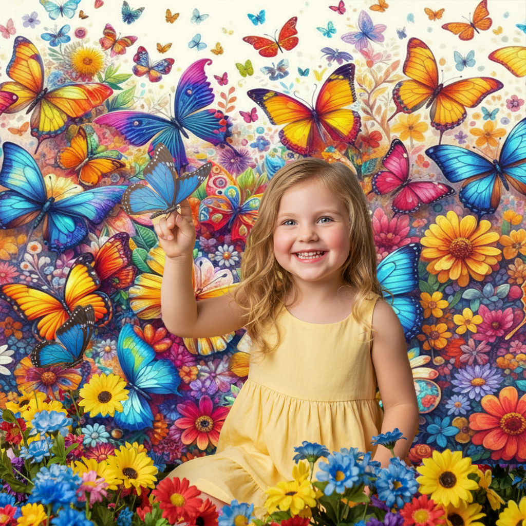Colorful Butterfly Photo Backdrop