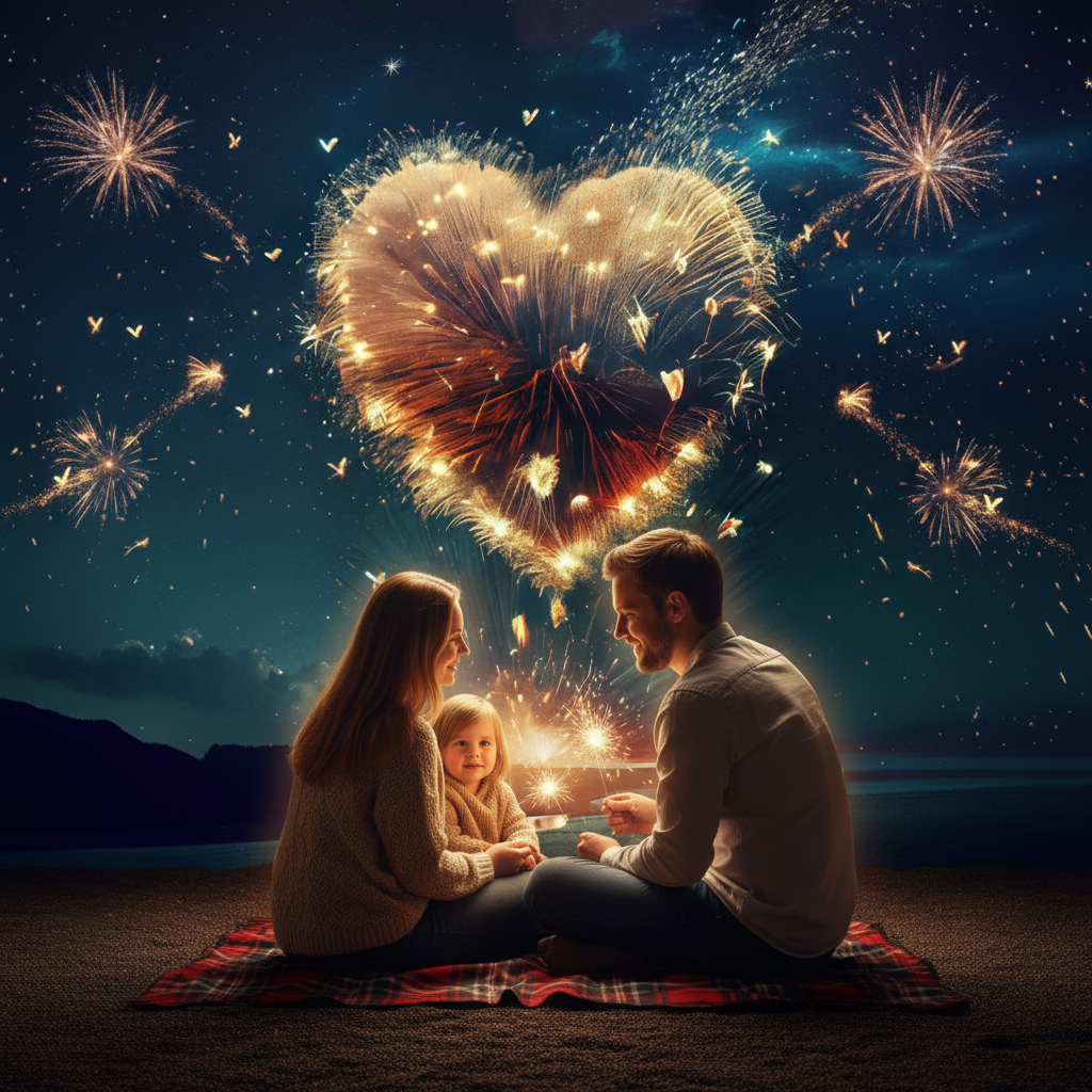 Love Fireworks Romantic Background Cloth