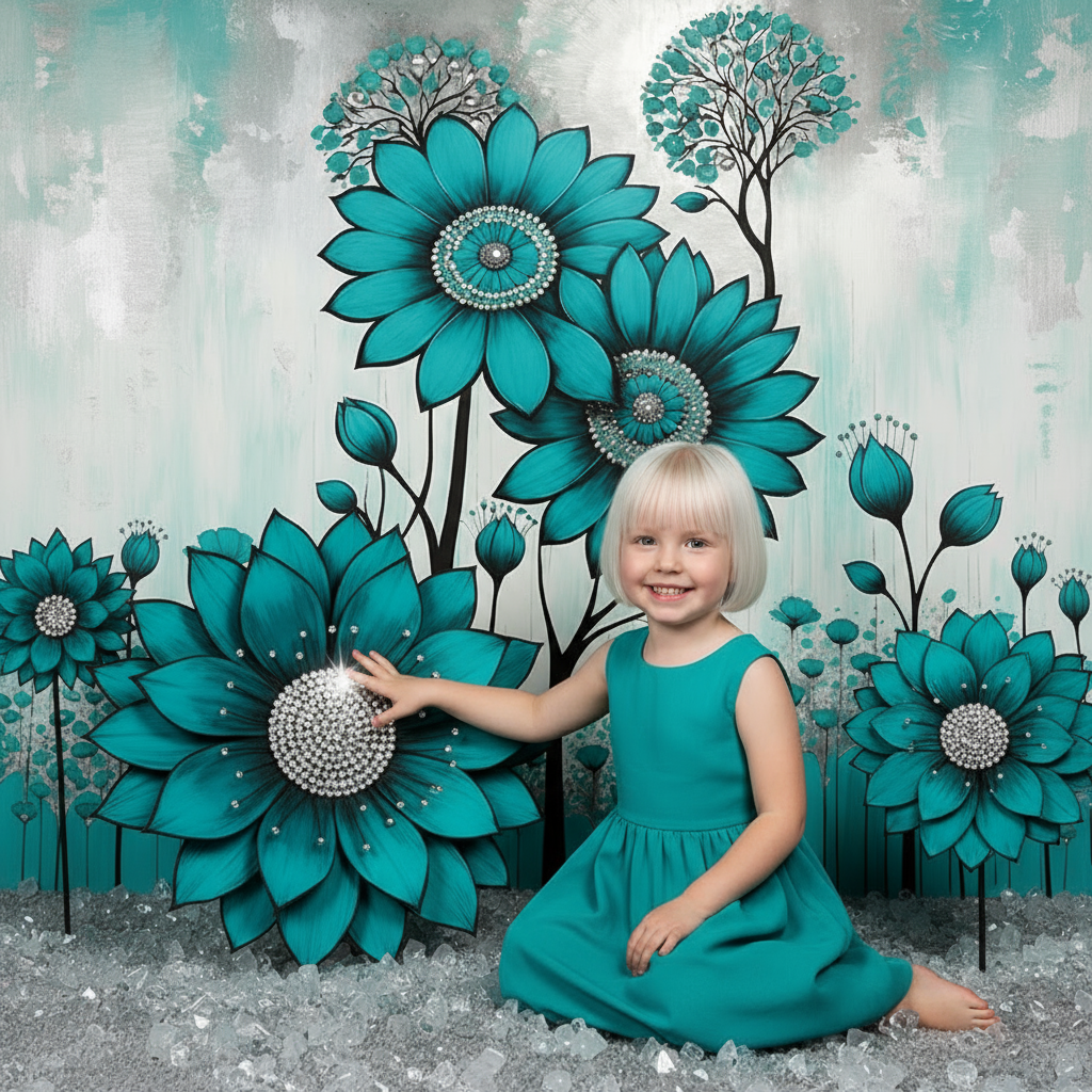 Blue Green Flower Background Cloth
