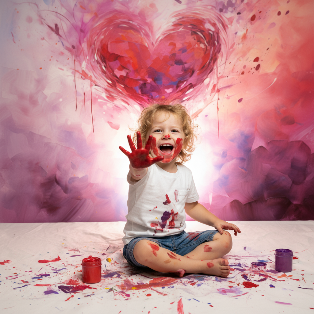 Red Heart Art Background Cloth