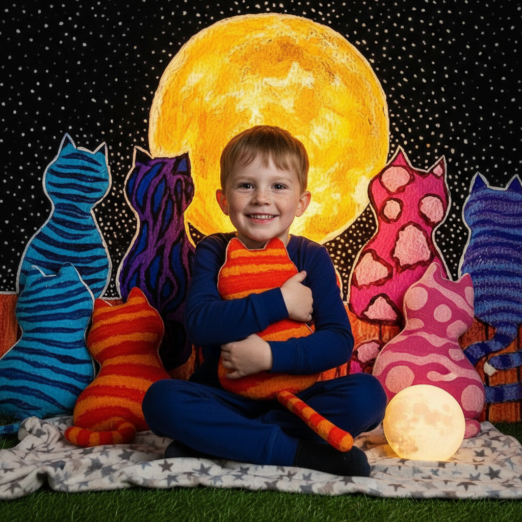 Moonlight Cat Background Cloth