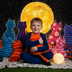 Moonlight Cat Background Cloth