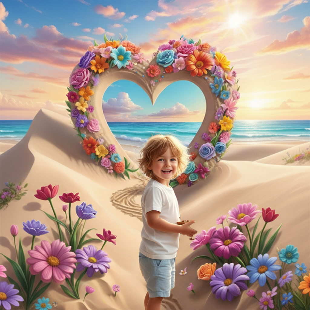 Beach Flower Love Bkgd Cloth