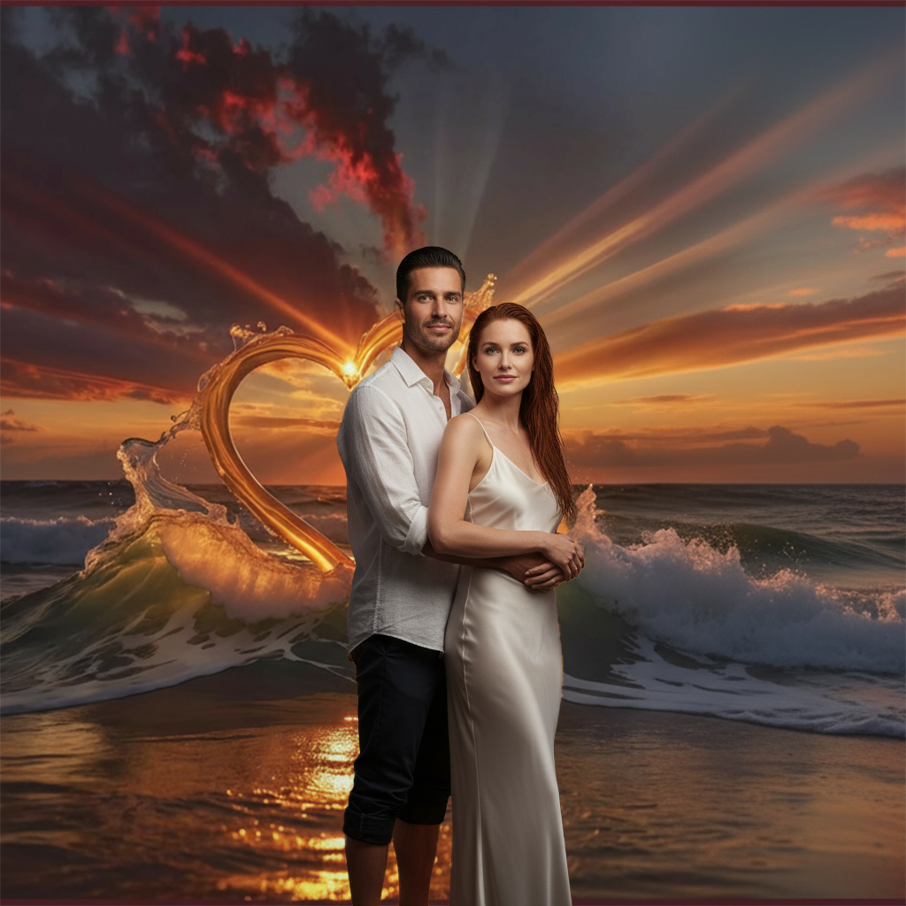 Wave Love Sunset Bkgd Cloth