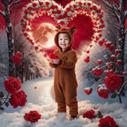 Snow Love Rose Bkgd Cloth