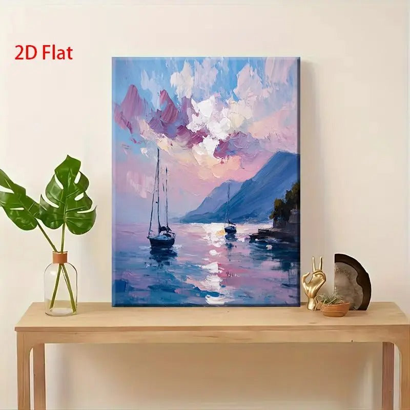 Modern Romantic Coastline Landscape Oil Painting Mural