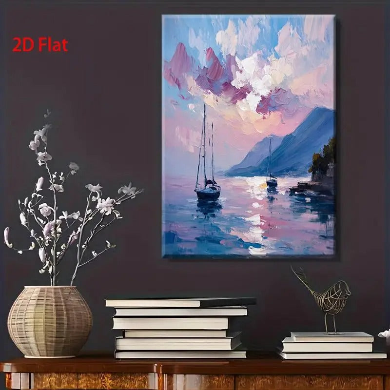 Modern Romantic Coastline Landscape Oil Painting Mural