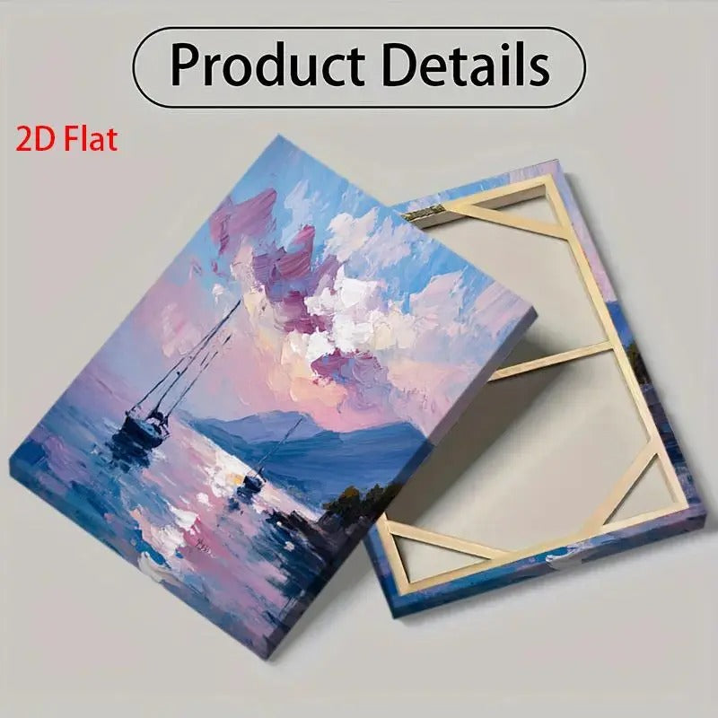 Modern Romantic Coastline Landscape Oil Painting Mural