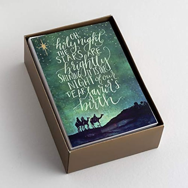 50pxs Teal Foil Christian Christmas Cards