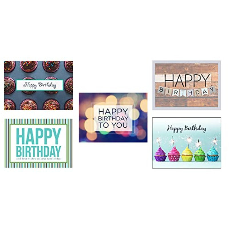 Birthday Card Set Each Design 5 5x 7 Inch 25 Cards And 26 White Envelopes