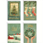 48pxs Gold Leaf Xmas Cards