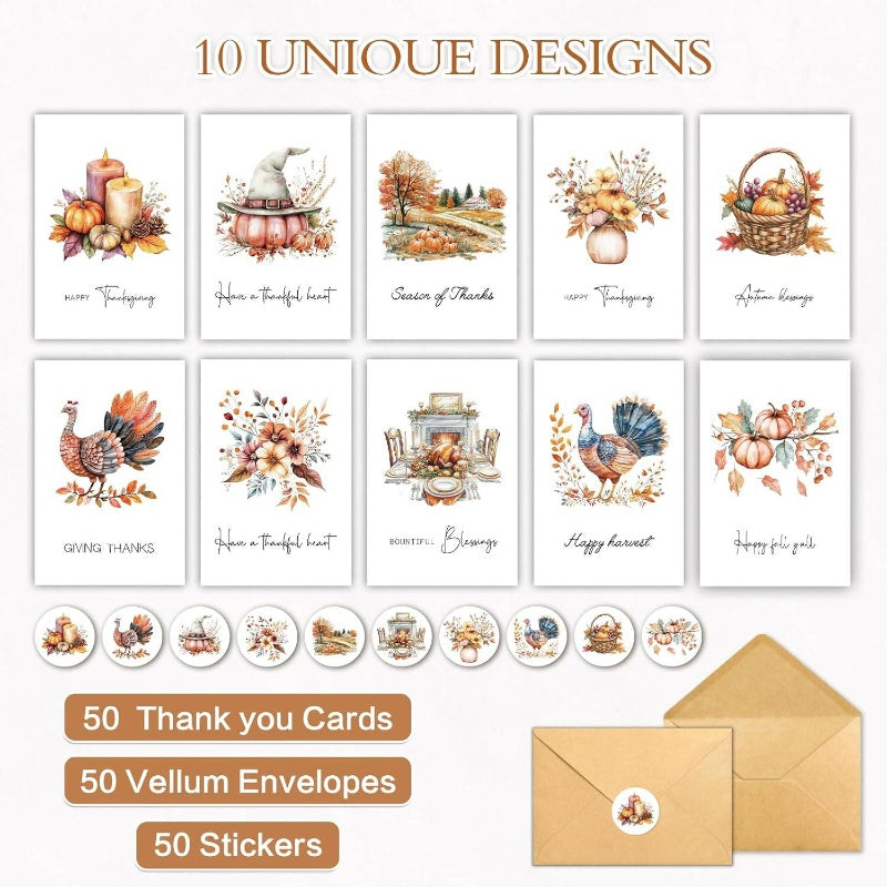 20pxs Happy Harvest Thanksgiving Cards